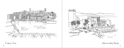 La-Riviera-à-colorier-Cat-Caroff-dessin-cote-d-azur-sud-mediterranee-village-coloriage-carnet-tourisme
